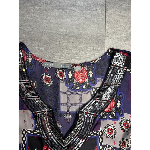 Valerie Stevens Sequined Tunic Blouse Top Xlarge - Picture 3 of 3